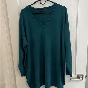 Evans Teal Long Sleeve V-Neck Sweater